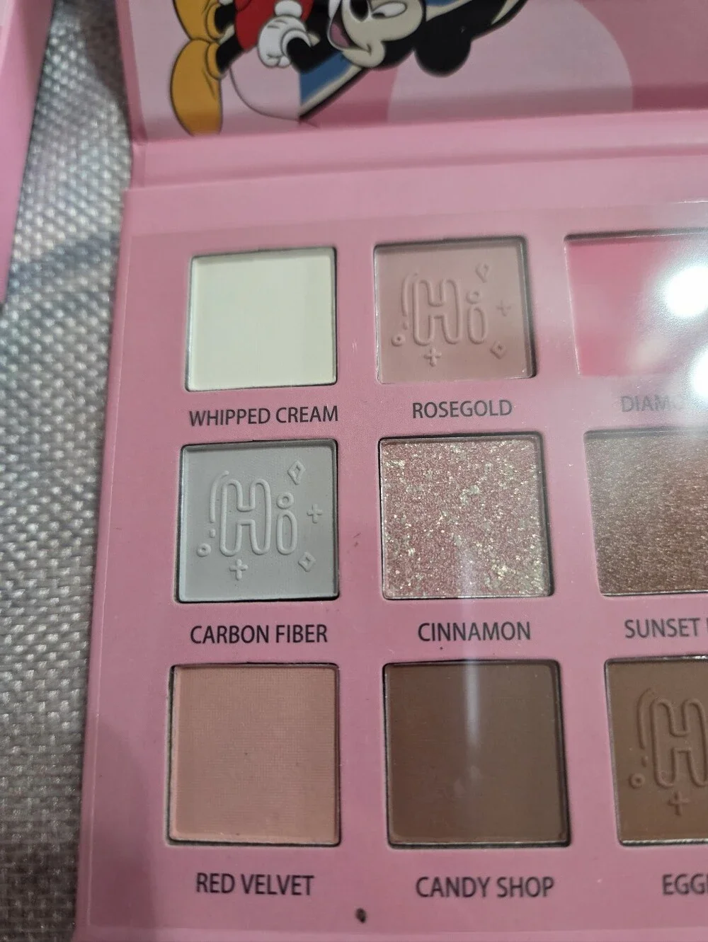 Disney-Themed Pink Eyeshadow Palette with Mixed Shimmers